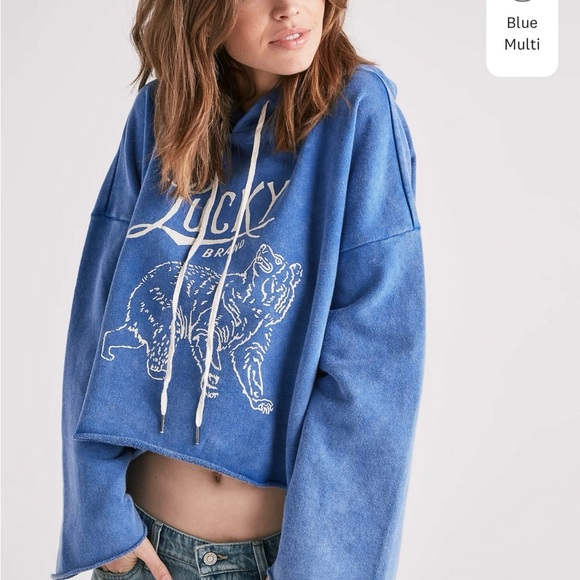 Lucky Brand Sweaters - Lucky Brand Blue Bear Graphic Hoodie